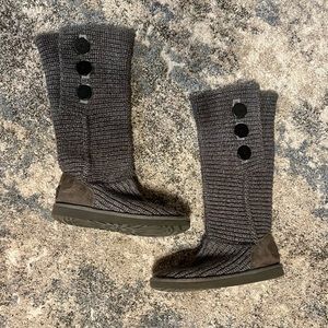 UGG® Classic Cardy Button Detailed Knit Boots - Size 7